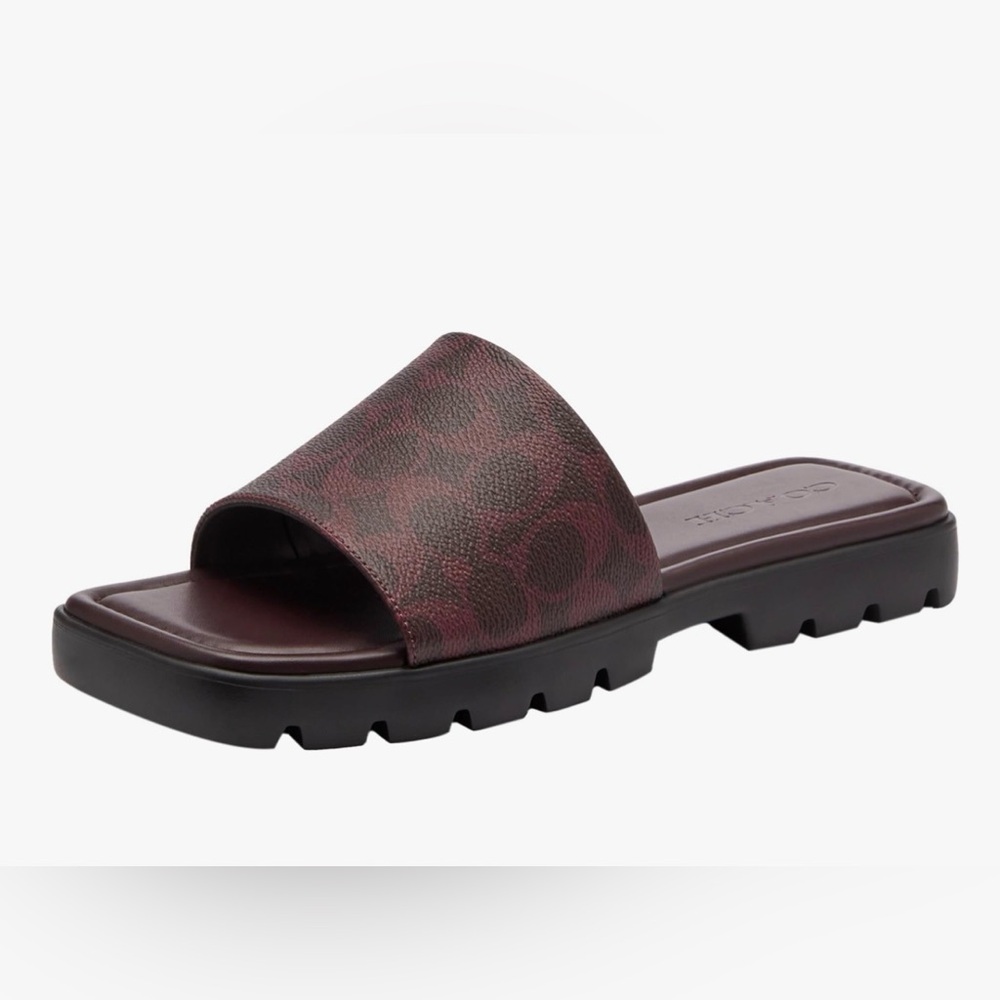Coach Leather Florence signature Canvas Sandal Sliders